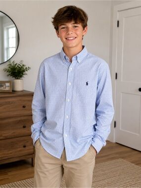 Ralph Lauren Light Blue Check Button-Down Shirt